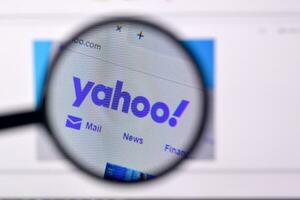 Homepage of yahoo website on the display of PC, url - yahoo.com. photo