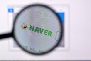 Homepage of naver website on the display of PC, url - naver.com. photo