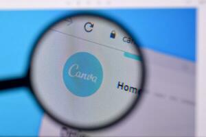 Homepage of canva website on the display of PC, url - canva.com. photo
