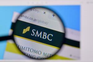 Homepage of smbc website on the display of PC, url - smbc.co.jp. photo