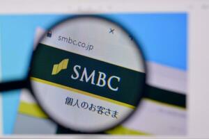 Homepage of smbc website on the display of PC, url - smbc.co.jp. photo
