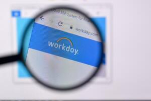 Homepage of workday website on the display of PC, url - workday.com. photo