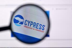 Homepage of cypress website on the display of PC, url - cypress.com. photo