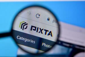 Homepage of pixta website on the display of PC, url - pixtastock.com. photo