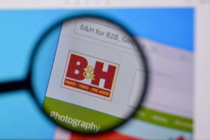 Homepage of B and H website on the display of PC, url - bhphotovideo.com. photo