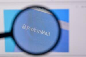 Homepage of proton mail website on the display of PC, url - protonmail.com. photo