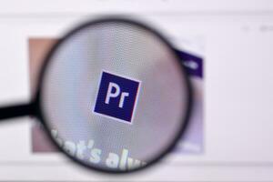 Web page of adobe premiere product on official website on the display of PC photo