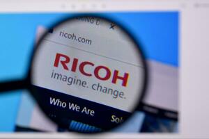 Homepage of ricoh website on the display of PC, url - ricoh.com. photo