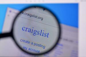 Homepage of craigslist website on the display of PC, url - craigslist.org. photo