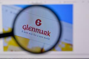 Homepage of glenmark pharma website on the display of PC, url - glenmarkpharma.com. photo