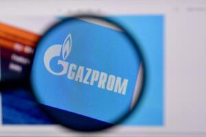 Homepage of gazprom website on the display of PC, url - gazprom.com. photo