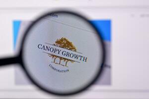 Homepage of canopy growth website on the display of PC, url - canopygrowth.com. photo