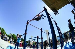 KHARKIV, UKRAINE - 27 MAY, 2018 Street workout show during the annual festival of street cultures photo