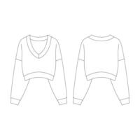 template cropped knit sweater vector illustration flat design outline clothing collection