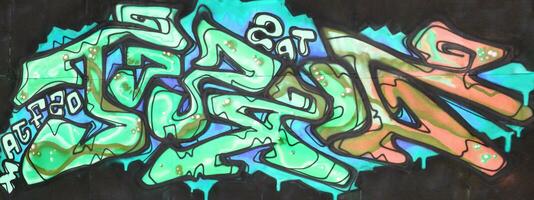 Colorful background of graffiti painting artwork with bright aerosol strips and beautiful colors photo