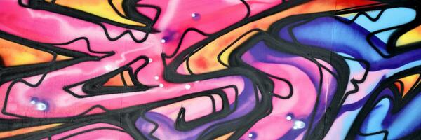 Colorful background of graffiti painting artwork with bright aerosol strips and beautiful colors photo