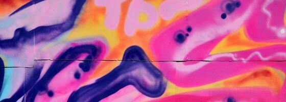 Colorful background of graffiti painting artwork with bright aerosol strips and beautiful colors photo