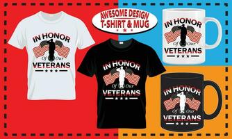 veteranos día camiseta y jarra diseño, tipografía costumbre, vector mejor para impresión diseño.