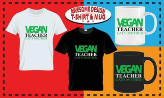 mundo vegano día camiseta diseño y jarra diseño, tipografía costumbre, vector mejor para impresión diseño.