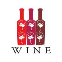 Wine bottle and glass logo vector