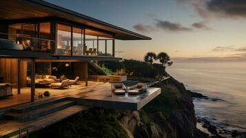 Cliffside villa with panoramic ocean views photo