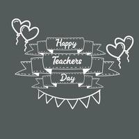 Creative Hand Lettering Text for Happy Teacher's Day Celebration on Decorative Doodle Floral Background vector