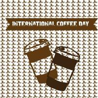 international day of coffee background with hand drawn and realistic llustration vector