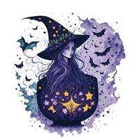 witch graphic for halloween on white background photo