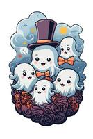 funny kawaii ghosts on white background  halloween graphics photo