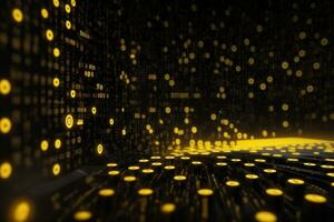black and yellow binary background computer background with with graphic signs photo