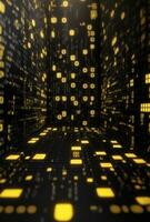 black and yellow binary background computer background with with graphic signs photo