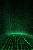 black and green binary background computer background with with graphic signs photo