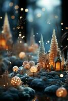 Fairy christmas landscape photography. AI generative photo