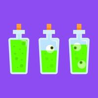 Green witch's potion in bottles with cork vector