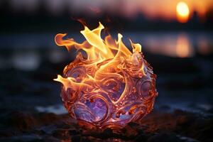 A frozen flame, long exposure photography. AI generative photo