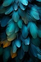 Abstract feather pattern texture, cool color. AI generative photo