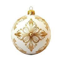 Glitter gold christmas ball isolated on white background photo