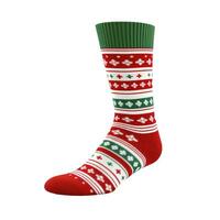 Christmas sock with nordic geometric ornament isolated on white photo