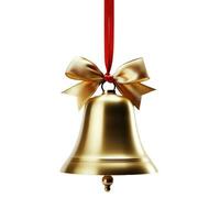 Golden Christmas bell isolated on white background photo