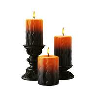 Halloween candles on white background. Isolated ominous candles photo