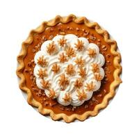 Pumpkin pie isolated on white background. Thanksgiving Day photo