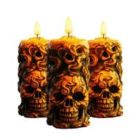 Halloween candles on white background. Isolated ominous candles photo