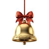 Golden Christmas bell isolated on white background photo