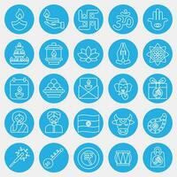 Icon set of diwali. Diwali celebration elements. Icons in blue round style. Good for prints, posters, logo, decoration, infographics, etc. vector