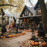 Halloween decorations in the neighborhood. photo