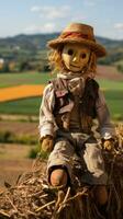 Scarecrow guarding the fields in the countryside. photo