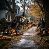 Halloween decorations in the neighborhood. photo