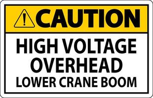 Caution Sign High Voltage Overhead, Lower Crane Boom vector