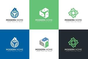Set of home leaf monogram building house logo vector