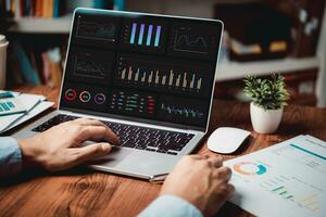business insights, performance metrics, and strategic analysis through captivating data KPI dashboard visuals. reports for operations management. Data marketing concept. photo
